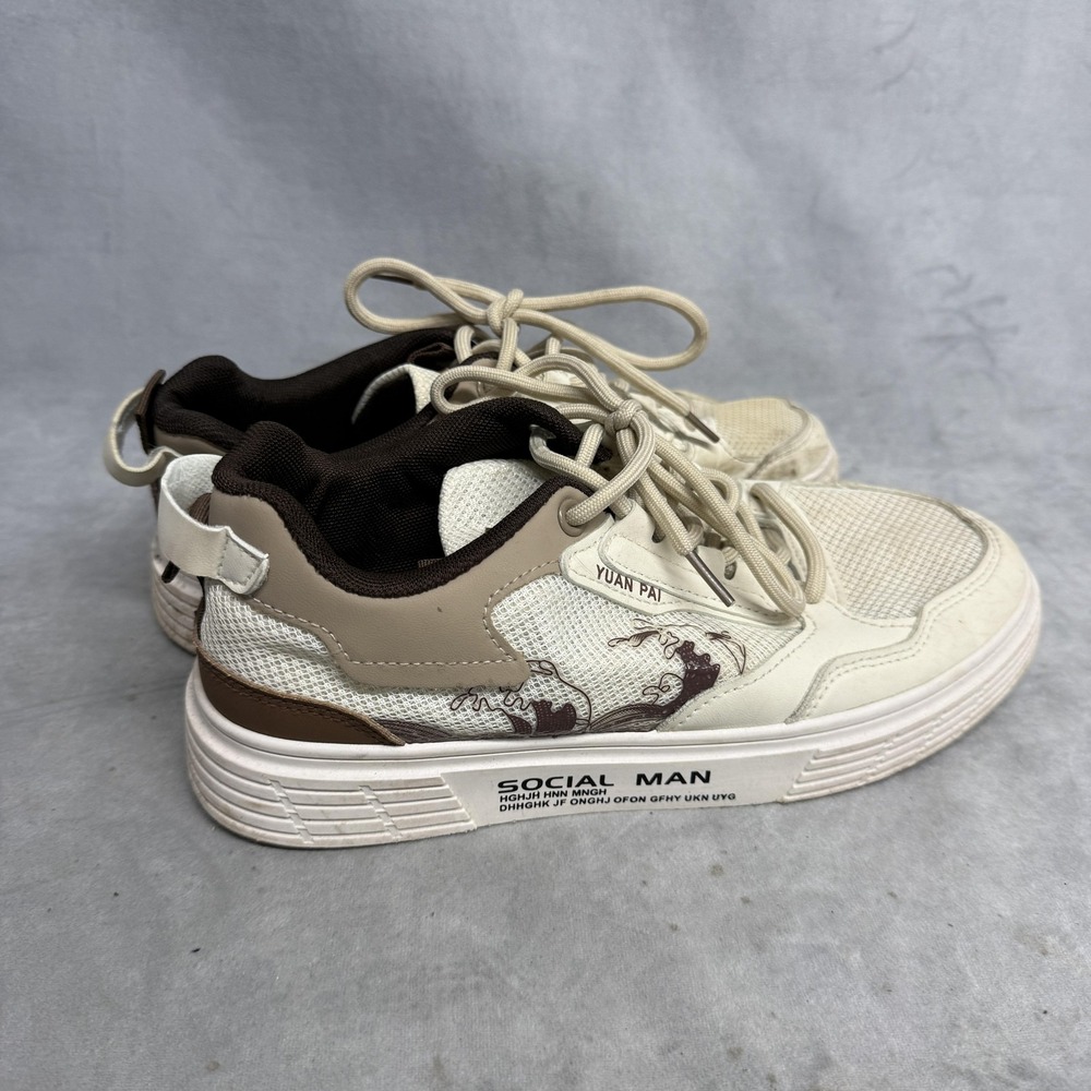 Yuan Pai Shoes Mens Size 6.5 Beige Brown Social Man Casual Low Top Sneakers‎ - Picture 3 of 15
